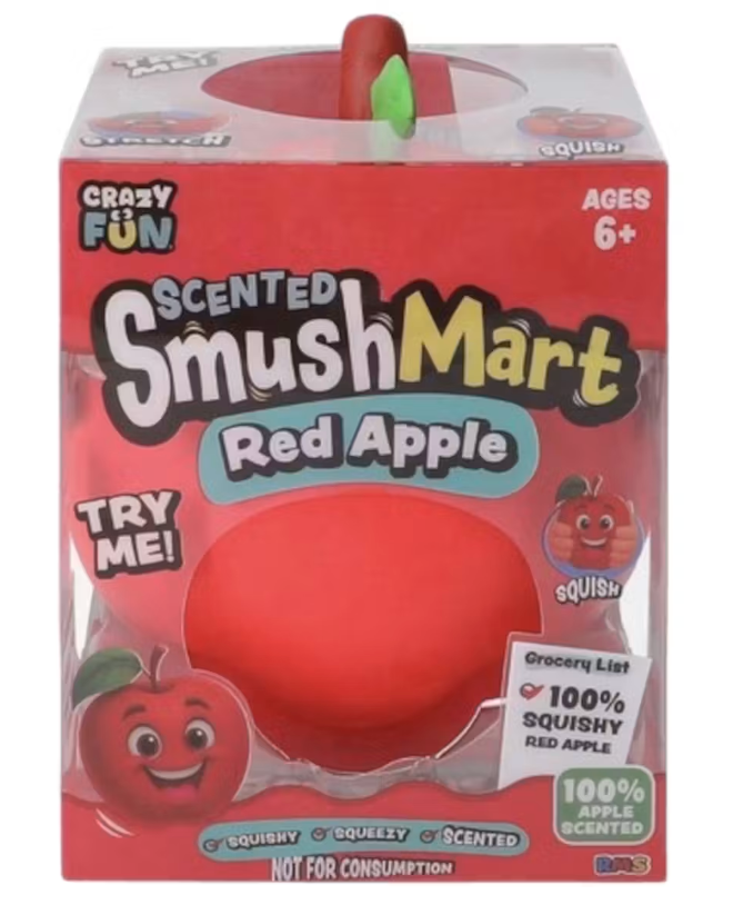 Crazy Fun Smush Mart Red Apple Squishy Fidget Toy