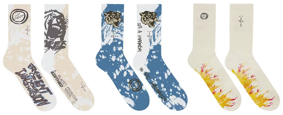 Travis Scott Cactus Jack For Fragment Socks (3 Pack) Multi PALISADES