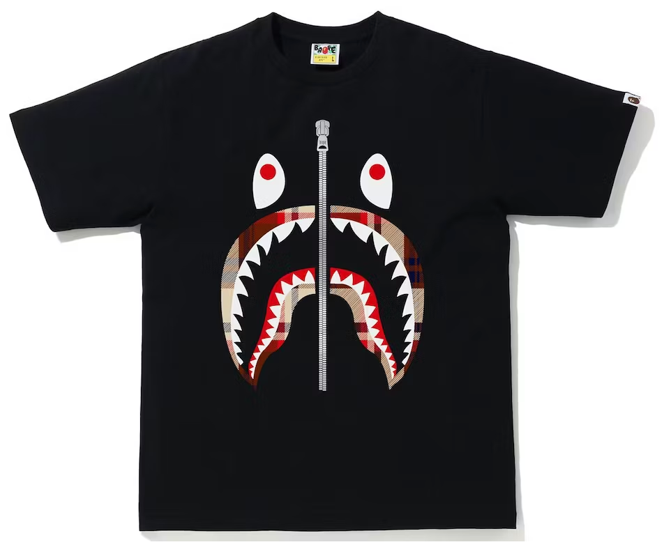 BAPE Check Shark Tee Black/Red PALISADES