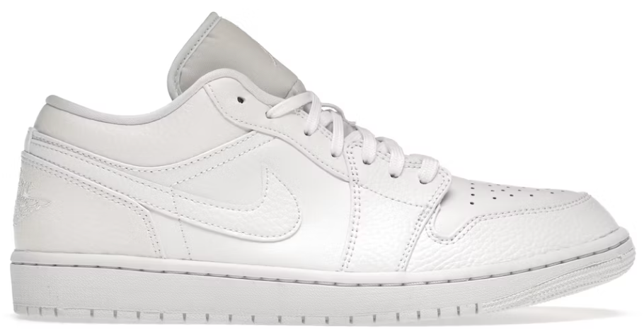 Jordan 1 Low Triple White Tumbled Leather PALISADES