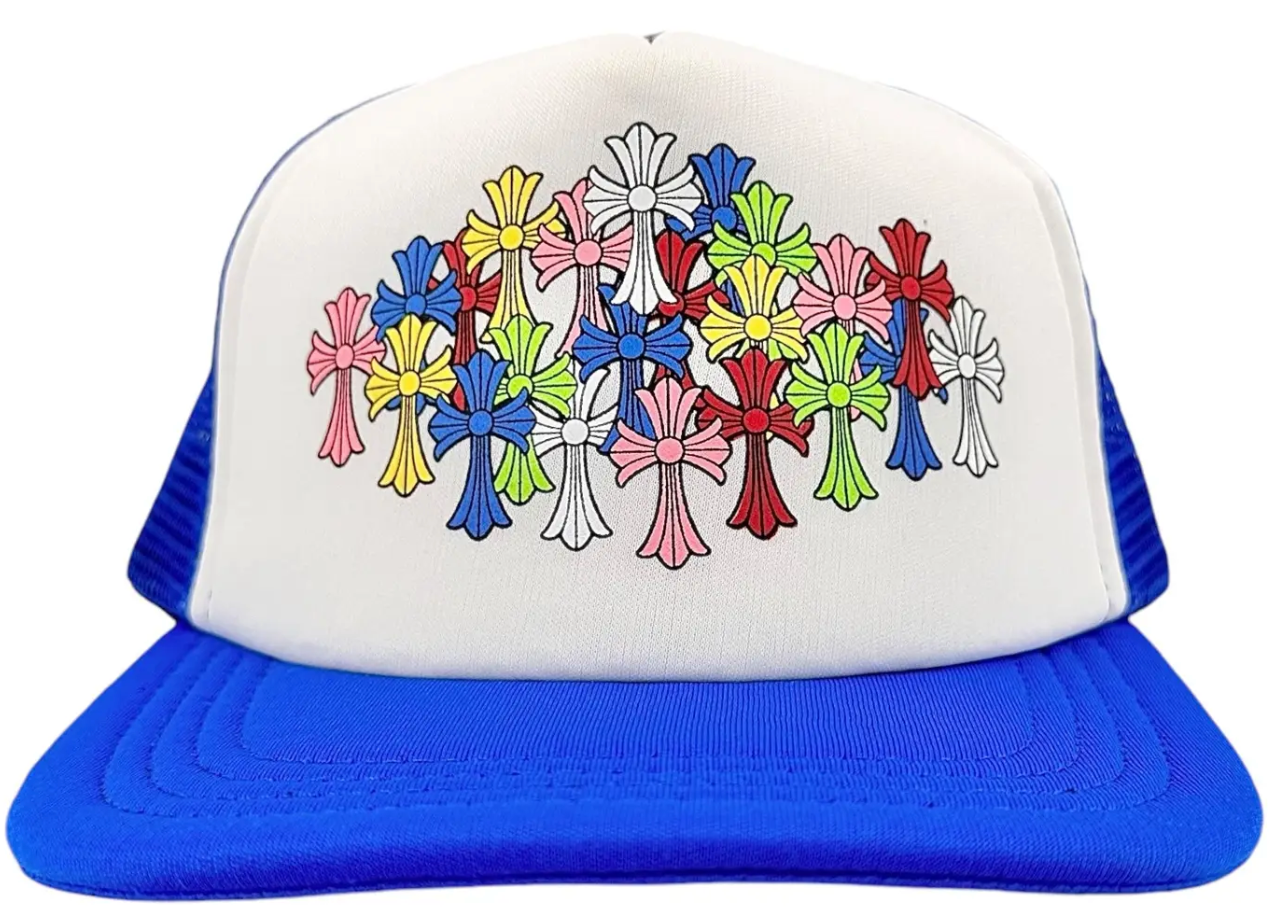 Chrome Hearts Multi Color Crosses Trucker Hat Blue PALISADES