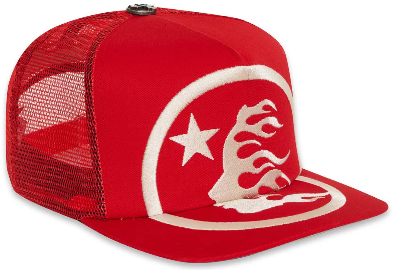 Hellstar Big Logo Trucker Snapback Hat Red PALISADES
