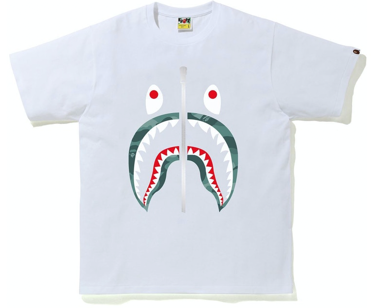BAPE Color Camo Shark Tee White/Green PALISADES