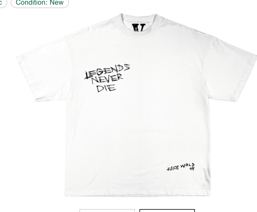 Juice Wrld x Vlone Legends Never Die T-shirt White