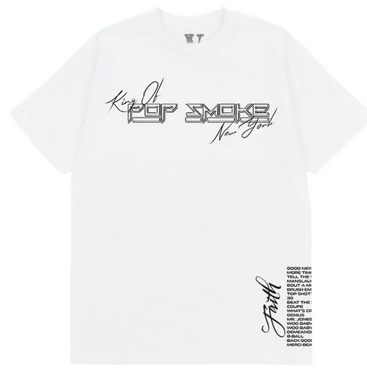 Pop Smoke x Vlone Faith King of New York T-shirt White PALISADES