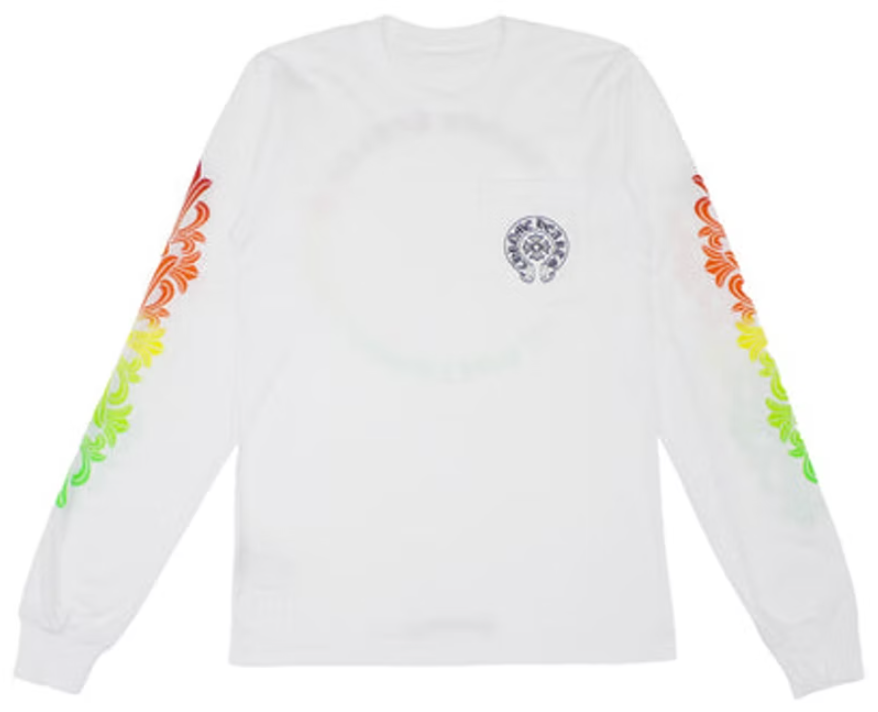 Chrome Hearts Floral Sleeve Gradient L/S T-shirt White PALISADES
