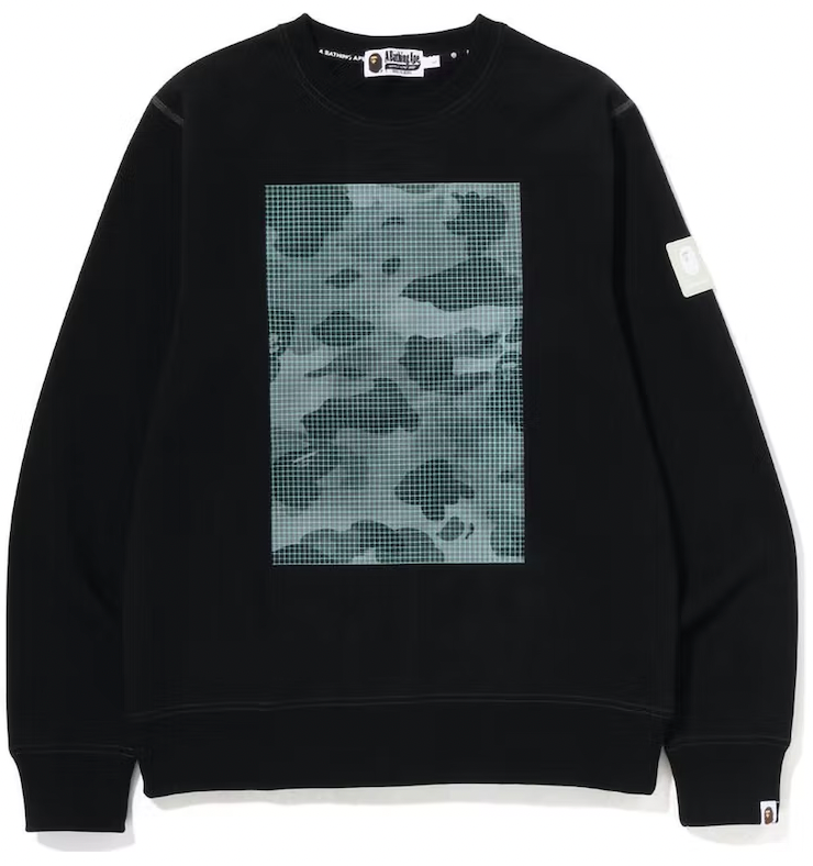 BAPE Grid Camo Crewneck Sweatshirt Black PALISADES