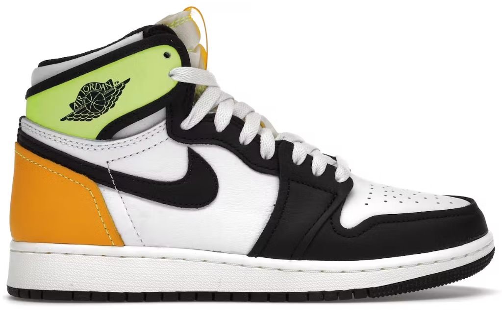 Jordan 1 Retro High White Black Volt University Gold (GS) PALISADES
