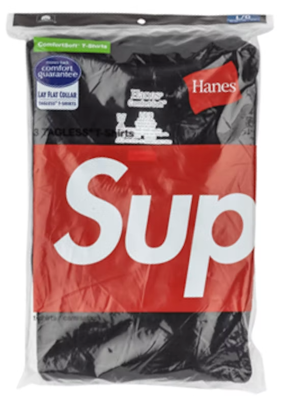 Supreme Hanes Tagless Tees (3 Pack) Black PALISADES