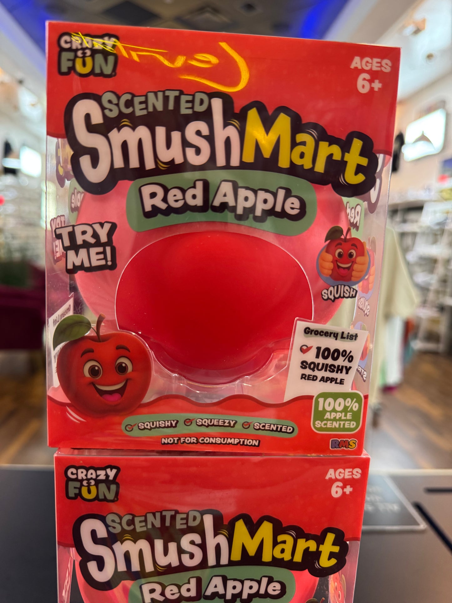 Crazy Fun Smush Mart Red Apple Squishy Fidget Toy