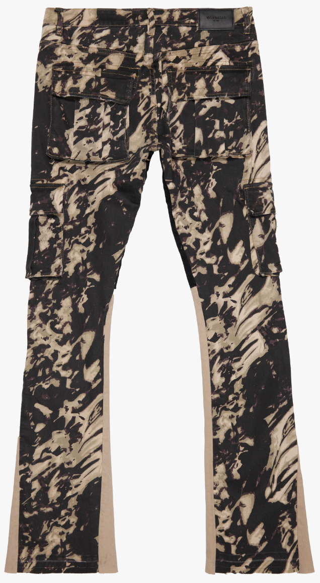 VALABASAS "COMMANDER" DUNE CAMO STACKED FLARE DENIM PALISADES
