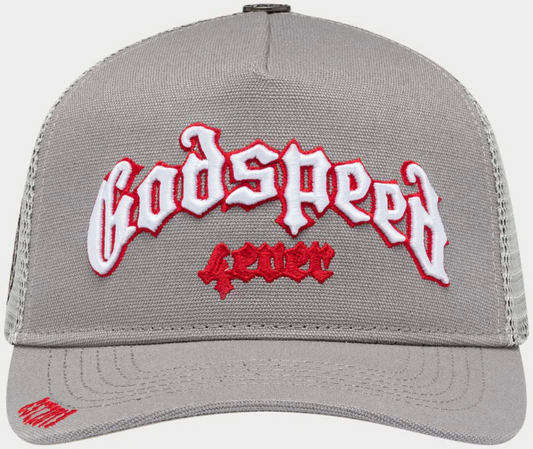 Godspeed Forever Trucker Hat (Grey/Red) PALISADES