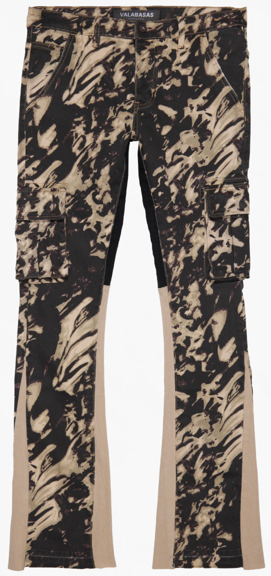 VALABASAS "COMMANDER" DUNE CAMO STACKED FLARE DENIM PALISADES
