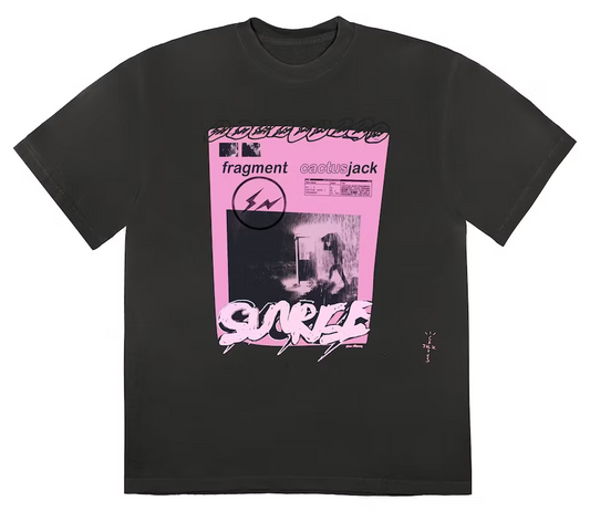 Travis Scott Cactus Jack For Fragment Pink Sunrise T-shirt Men's Washed Black PALISADES