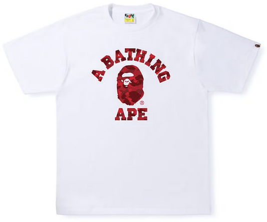 BAPE Color Camo College Tee White Red PALISADES