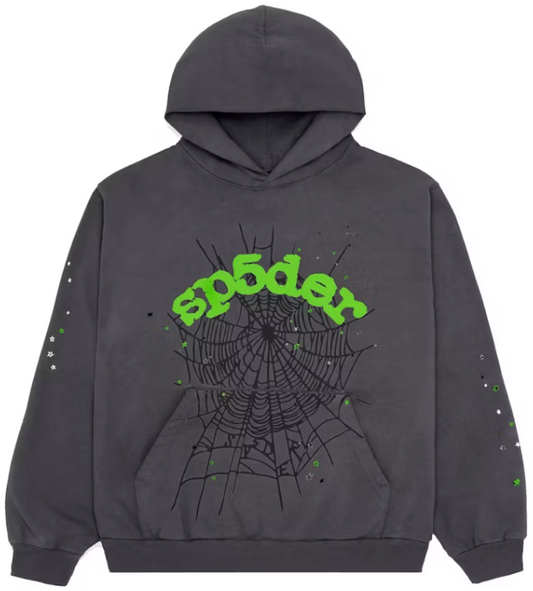 Sp5der Wait Web Hoodie Slate Grey