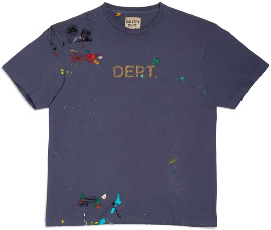 Gallery Dept. Dept Logo Hand Painted T-Shirt Navy PALISADES