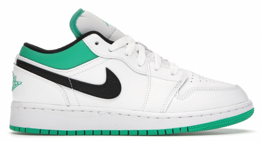Jordan 1 Low White Lucky Green Tumbled Leather (GS) PALISADES