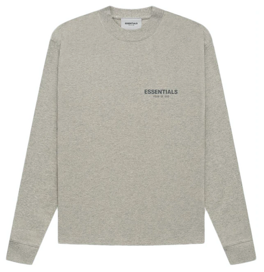Fear of God Essentials Core Collection L/S T-shirt Dark Heather Oatmeal AMERICAN DREAM