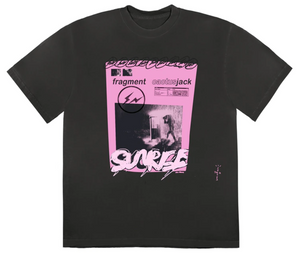 Travis Scott Cactus Jack For Fragment Pink Sunrise T-shirt Washed Black RIDGE HILL
