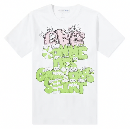 CDG Shirt x KAWS Print T-shirt White/Green/Pink PALISADES