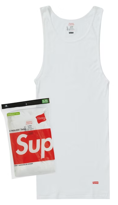Supreme Hanes Tagless Tank Tops (3 Pack) White PALISADES