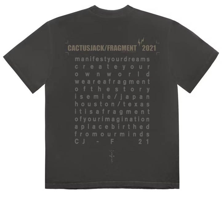 Travis Scott Cactus Jack For Fragment Create T-shirt Washed Black AMERICAN DREAM