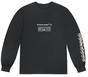 Travis Scott Cactus Jack For Fragment Logo L/S T-shirt Washed Black PALISADES