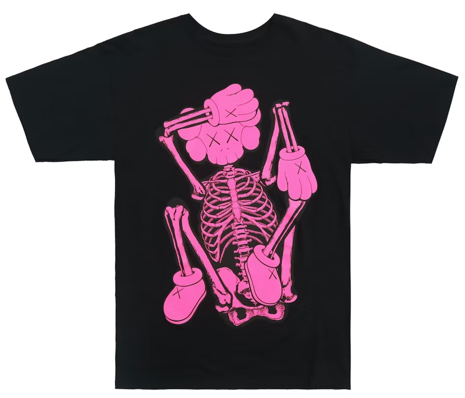 KAWS SKELETON NEW FICTION T-shirt Pink PALISADES