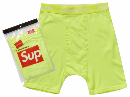 Supreme Hanes Boxer Briefs (2 Pack) Flourescent Yellow TARRYTOWN