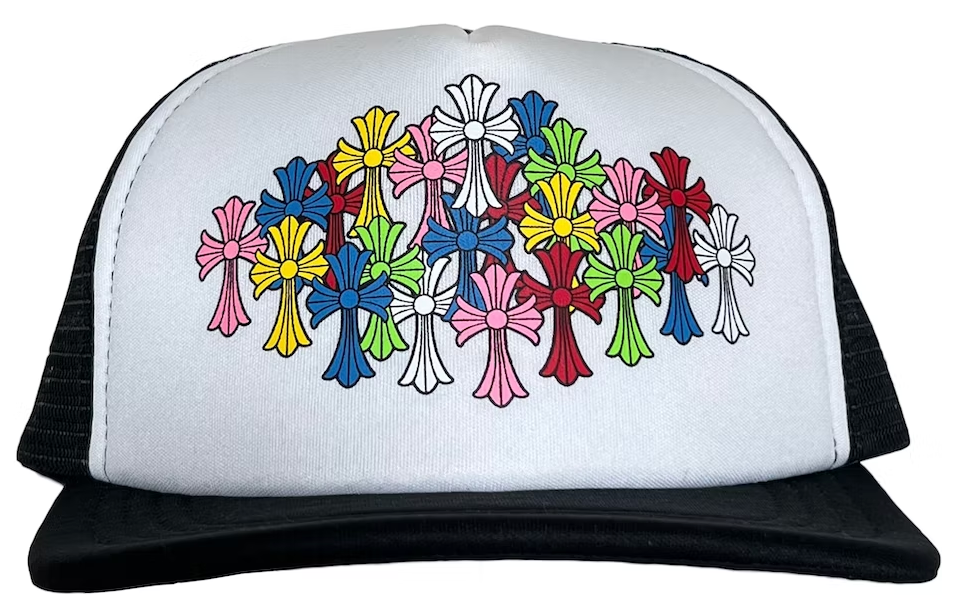 Chrome Hearts Multi Color Crosses Trucker Hat Black/White PALISADES