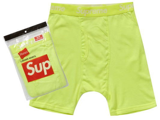 Supreme Hanes Boxer Briefs (2 Pack) Flourescent Yellow PALISADES