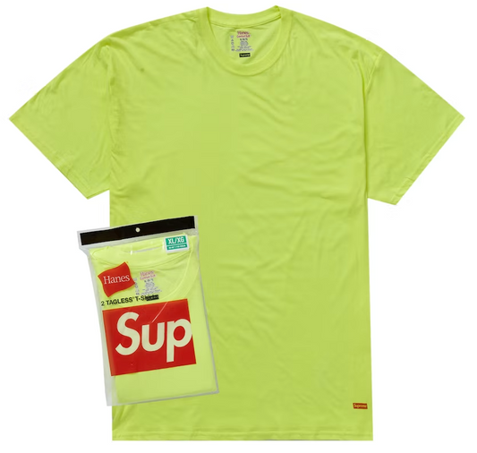 Supreme Hanes Tagless Tees (2 Pack) Flourescent Yellow PALISADES